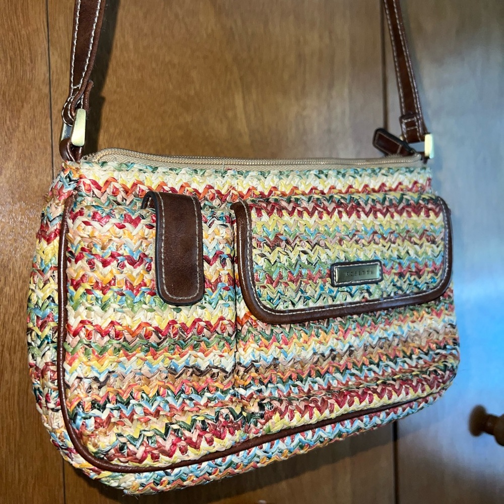 Crossbody Woven Straw Vintage Y2K Rosetti Purse - colorful rainbow purse